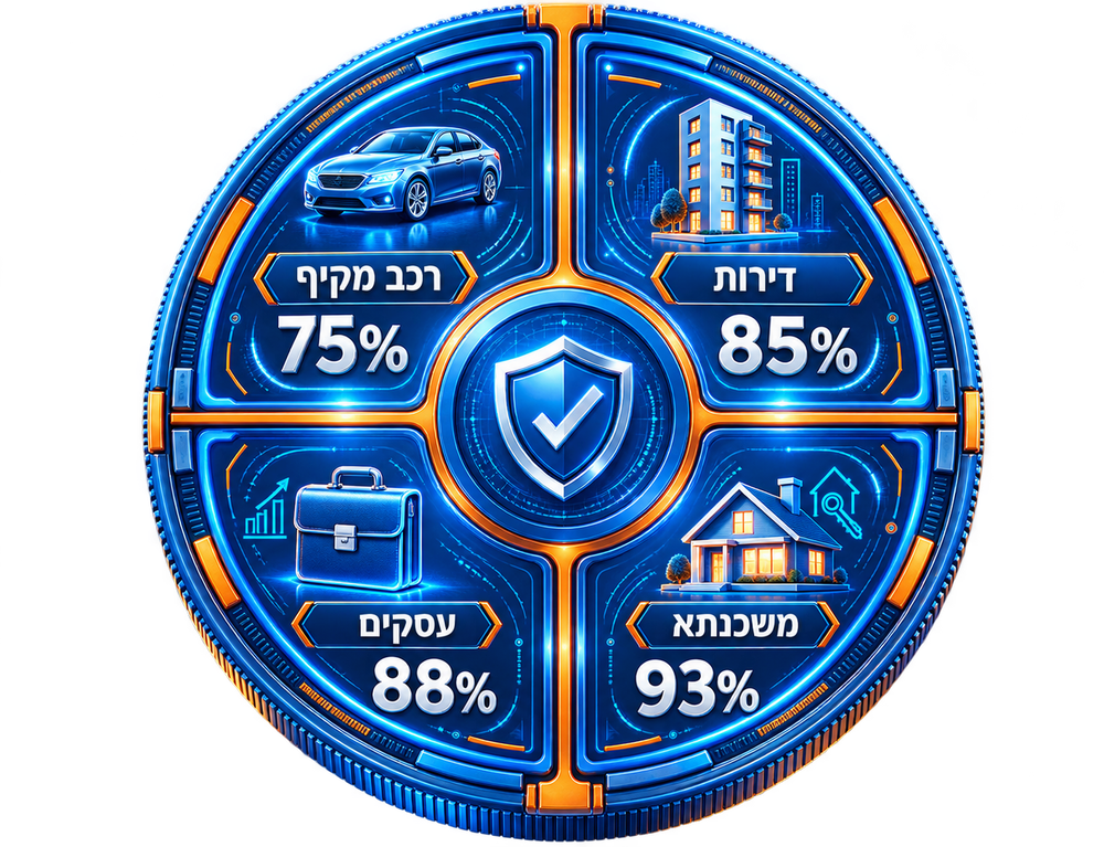 ארבעת הענפים ואחוזי החידוש המינימליים: רכב מקיף 75%, דירות 85%, משכנתא 93%, עסקים 88%